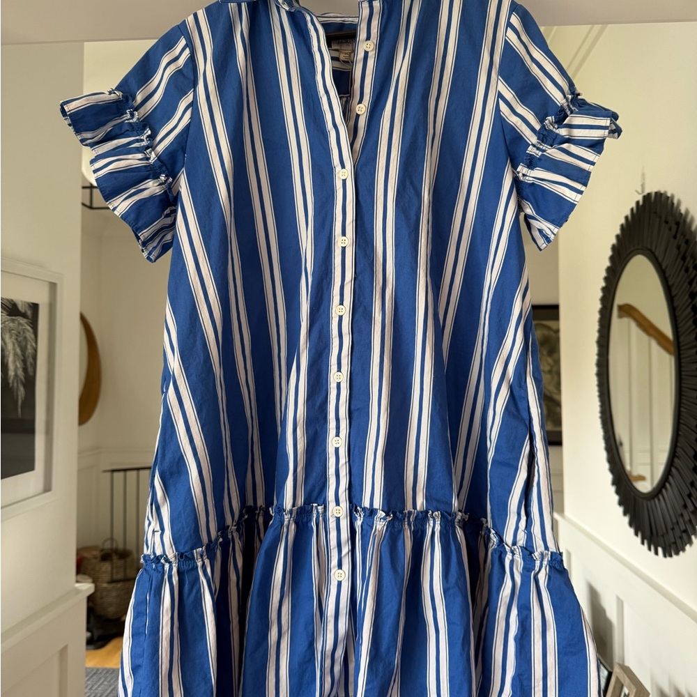 J. Crew Blue and White Striped Button-Up Top